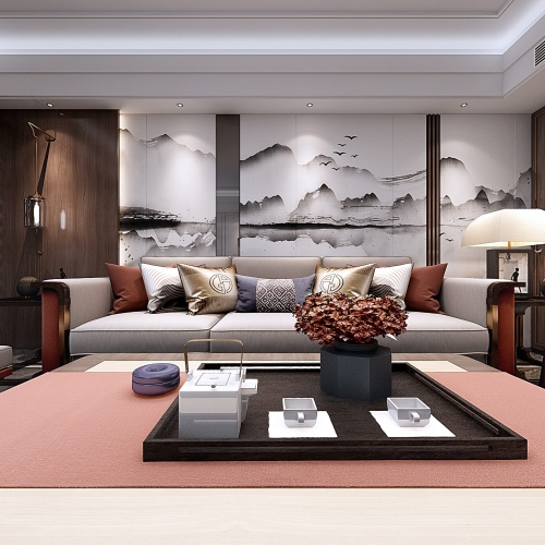 New Chinese Style A Living Room-ID:848638137