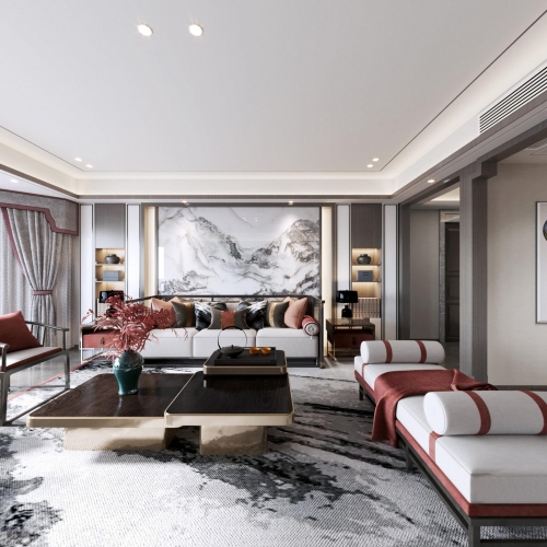 New Chinese Style A Living Room-ID:827990884