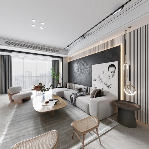 Modern A Living Room-ID:401952823