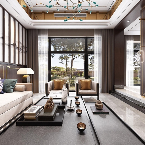 New Chinese Style A Living Room-ID:336953866