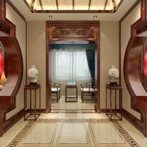 New Chinese Style A Living Room-ID:490020333