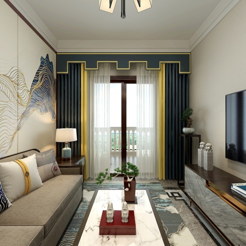 New Chinese Style A Living Room-ID:438903933