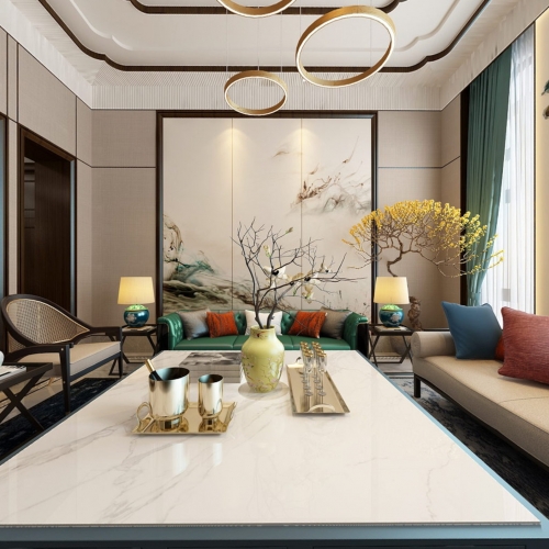 New Chinese Style A Living Room-ID:623724339