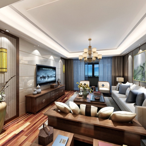 New Chinese Style A Living Room-ID:151472842