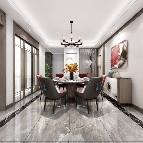 New Chinese Style A Living Room-ID:655689512
