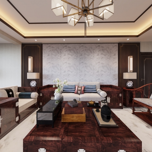 New Chinese Style A Living Room-ID:107689463
