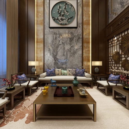 New Chinese Style A Living Room-ID:358887455