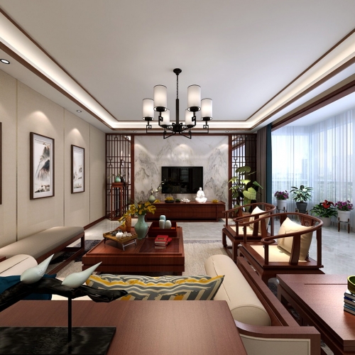 New Chinese Style A Living Room-ID:356728554