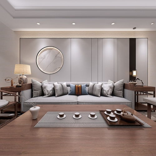 New Chinese Style A Living Room-ID:649302495