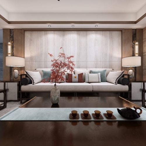 New Chinese Style A Living Room-ID:724866975