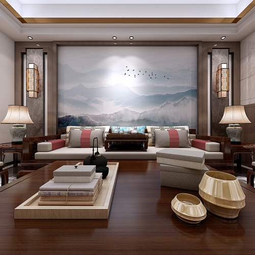 New Chinese Style A Living Room-ID:252651177