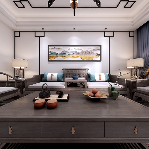 New Chinese Style A Living Room-ID:176148476