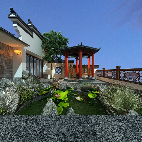 New Chinese Style Courtyard/landscape-ID:732440353