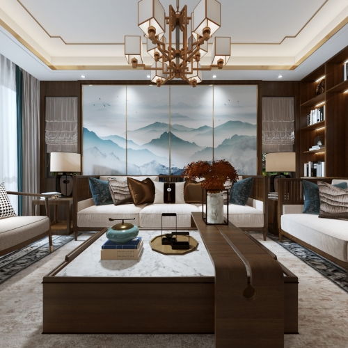 New Chinese Style A Living Room-ID:419240001