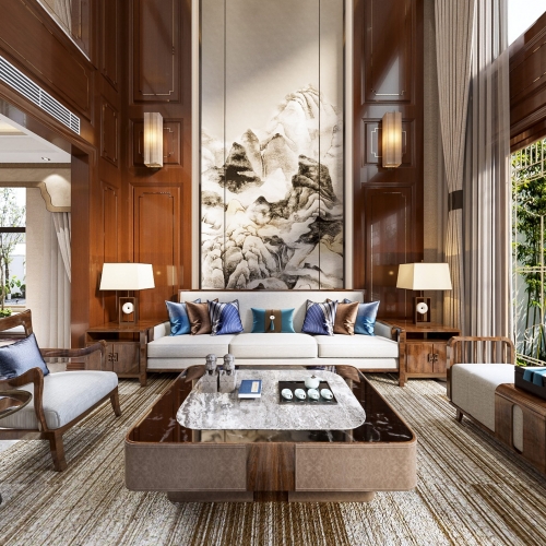 New Chinese Style A Living Room-ID:662601019