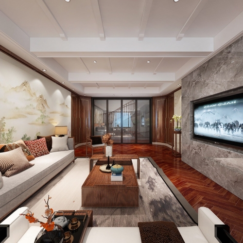 New Chinese Style A Living Room-ID:480798014