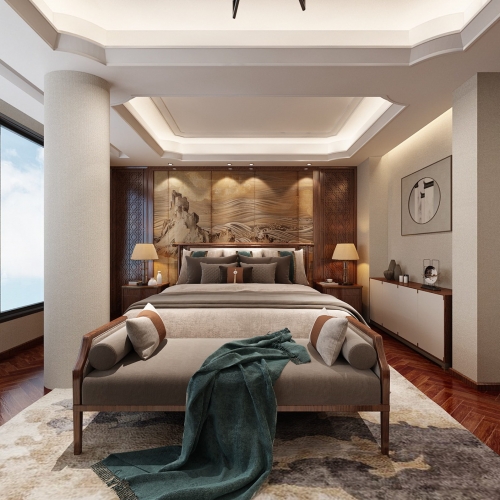 New Chinese Style Bedroom-ID:882376911