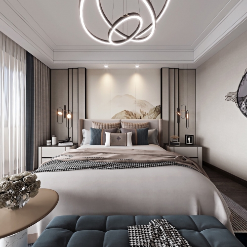 Modern New Chinese Style Bedroom-ID:856066942