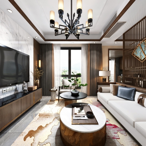 New Chinese Style A Living Room-ID:352231989
