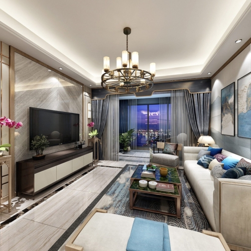 New Chinese Style A Living Room-ID:164186959