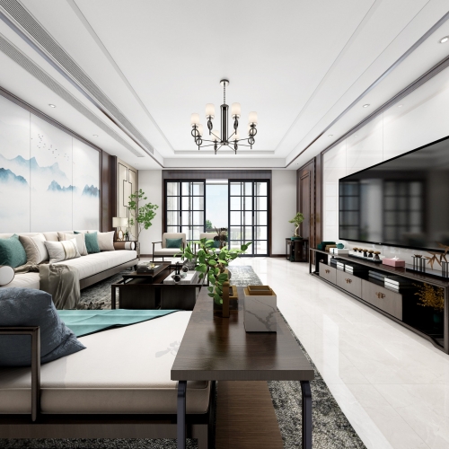 New Chinese Style A Living Room-ID:400040199