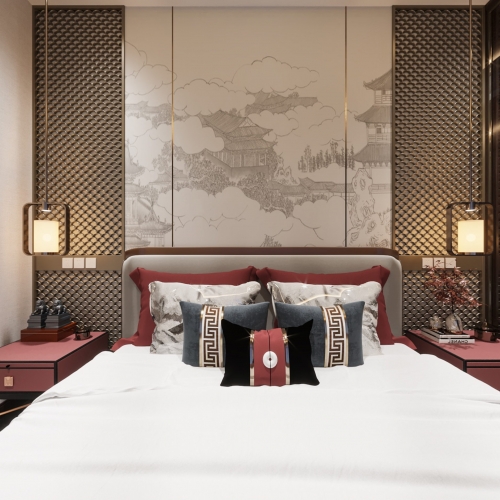 New Chinese Style Bedroom-ID:576160916