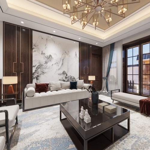 New Chinese Style A Living Room-ID:396835098