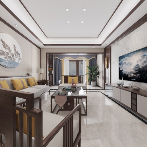 New Chinese Style A Living Room-ID:979212058