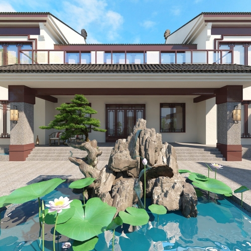 New Chinese Style Courtyard/landscape-ID:365371946