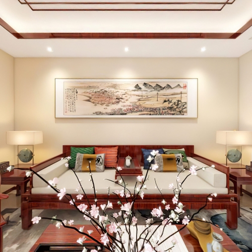 New Chinese Style A Living Room-ID:864800938