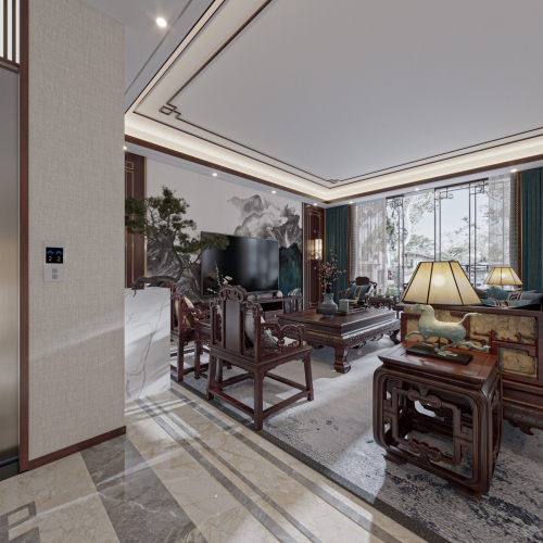 Chinese Style A Living Room-ID:499172937
