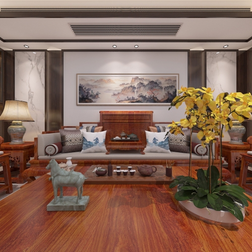 New Chinese Style A Living Room-ID:587229018