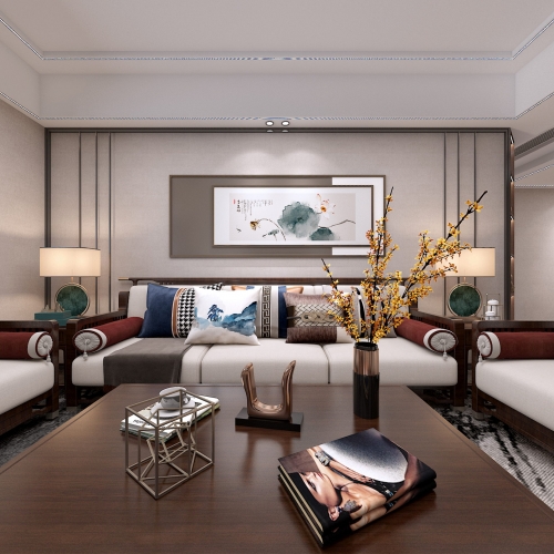 New Chinese Style A Living Room-ID:905625108