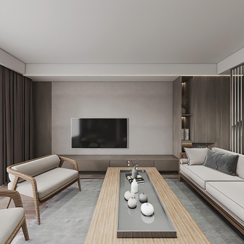 Wabi-sabi Style A Living Room-ID:740273008