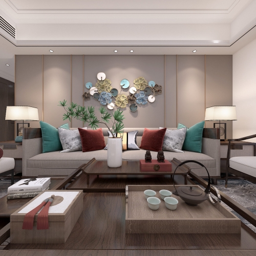 New Chinese Style A Living Room-ID:563859946