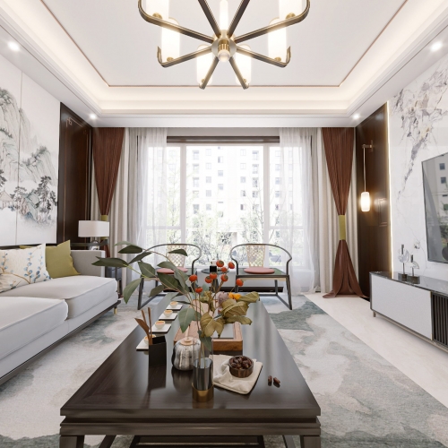 New Chinese Style A Living Room-ID:331665042
