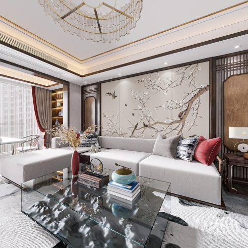 New Chinese Style A Living Room-ID:475646028
