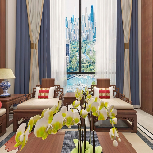 New Chinese Style A Living Room-ID:462075003