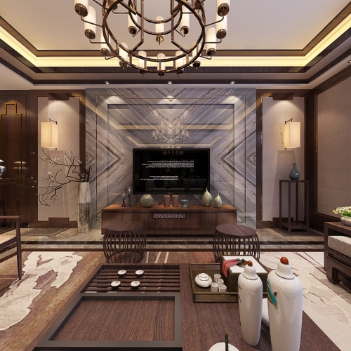New Chinese Style A Living Room-ID:775063043