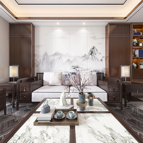 New Chinese Style A Living Room-ID:789057974