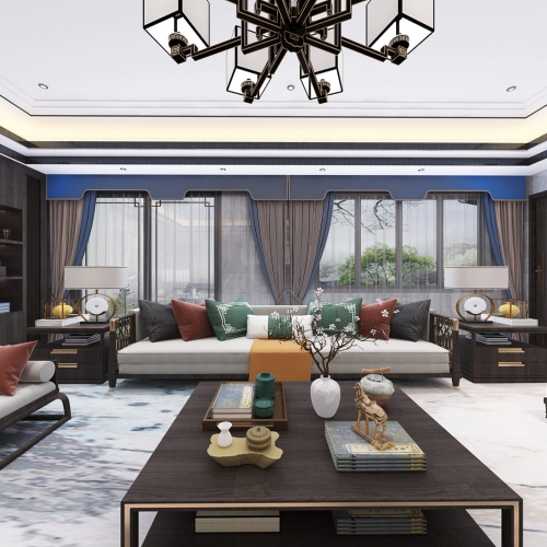 New Chinese Style A Living Room-ID:517380953