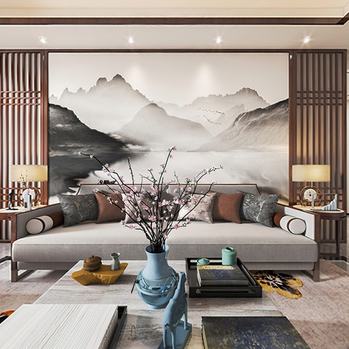 New Chinese Style A Living Room-ID:618459941