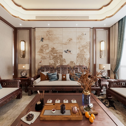 Chinese Style A Living Room-ID:714418893