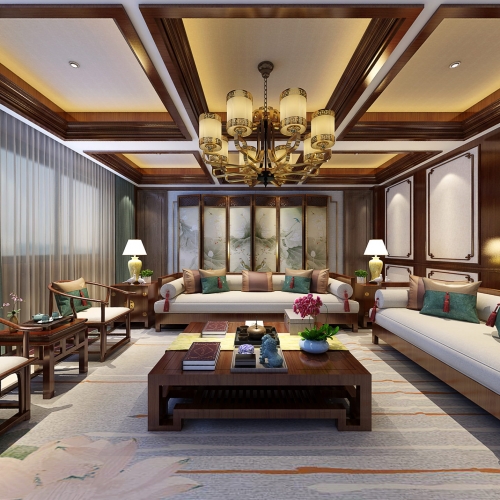 New Chinese Style A Living Room-ID:712982897