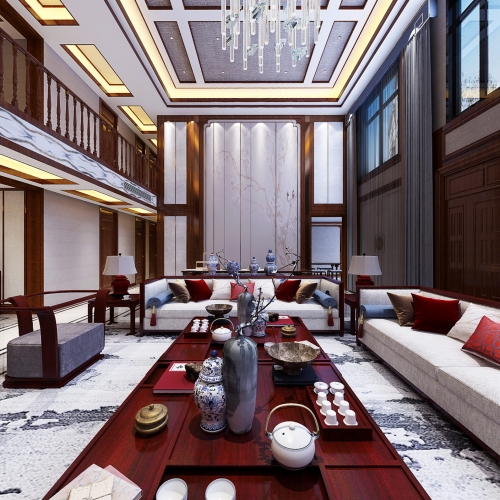 New Chinese Style A Living Room-ID:609848026