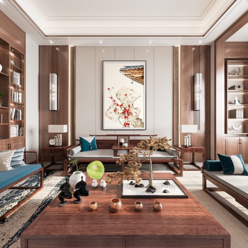 New Chinese Style A Living Room-ID:688322079