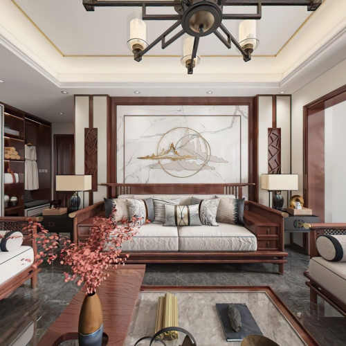 New Chinese Style A Living Room-ID:643260007