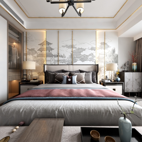 New Chinese Style Bedroom-ID:341018926