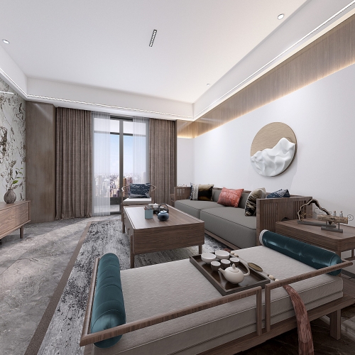 New Chinese Style A Living Room-ID:569515946