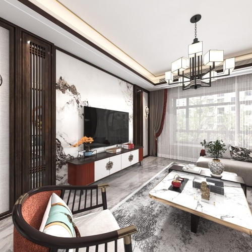 New Chinese Style A Living Room-ID:778366096